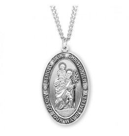 HMH St. Christopher Oval Medal, Sterling Silver, 24" Chain