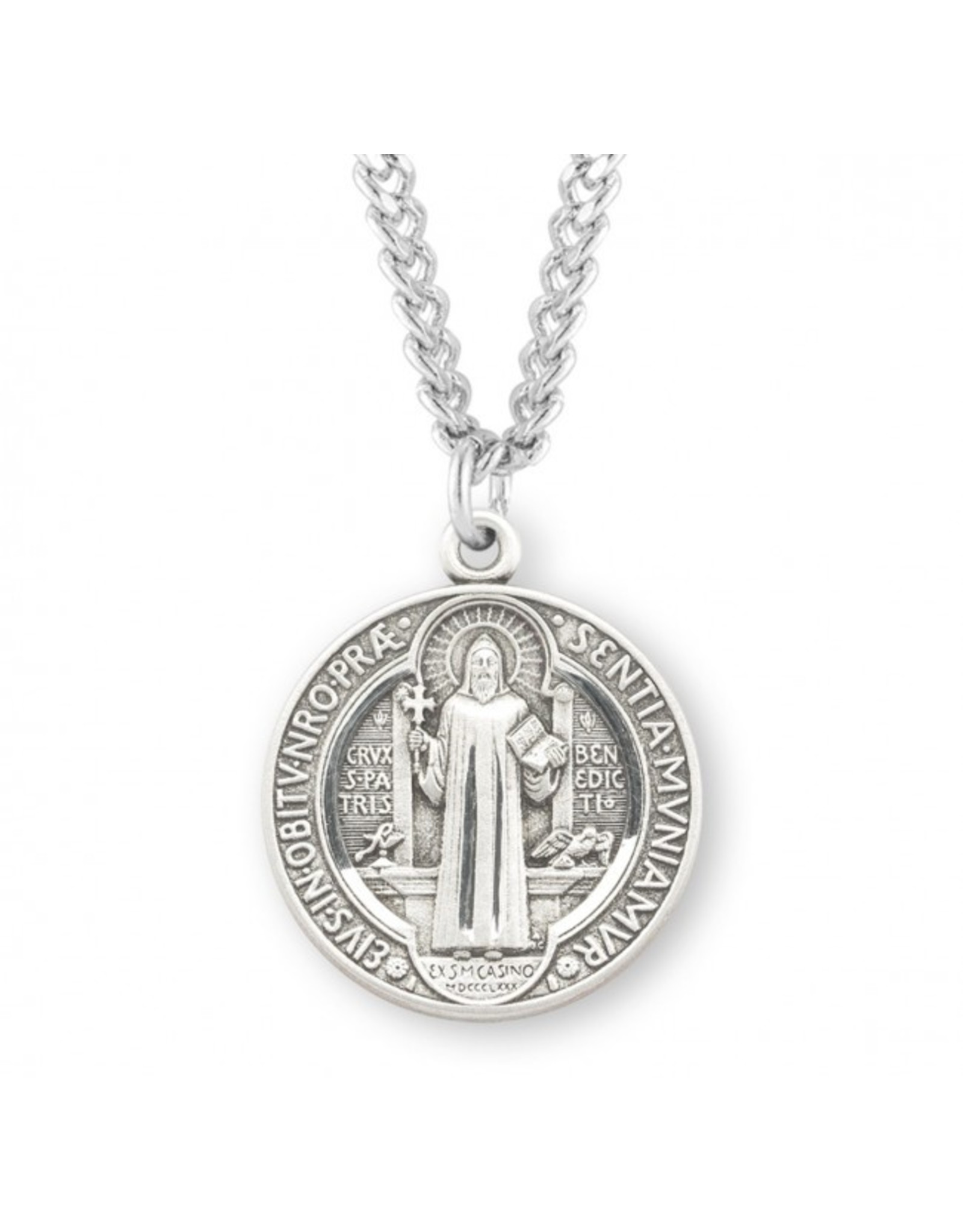 HMH St. Benedict Medal, Round, Sterling Silver, 24" Chain