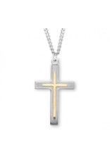 HMH Cross Medal, Two-Tone Sterling Silver, 24" Chain