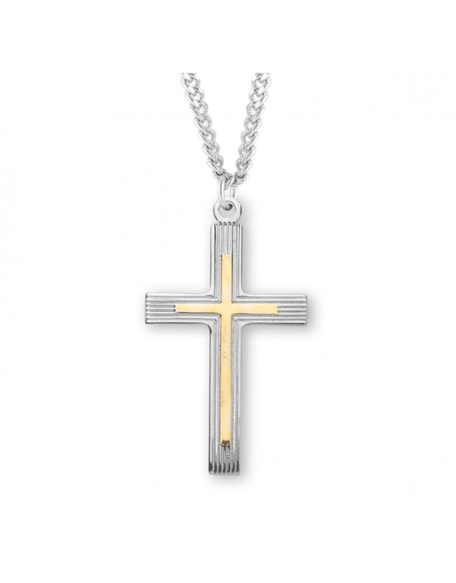HMH Cross Medal, Two-Tone Sterling Silver, 24" Chain