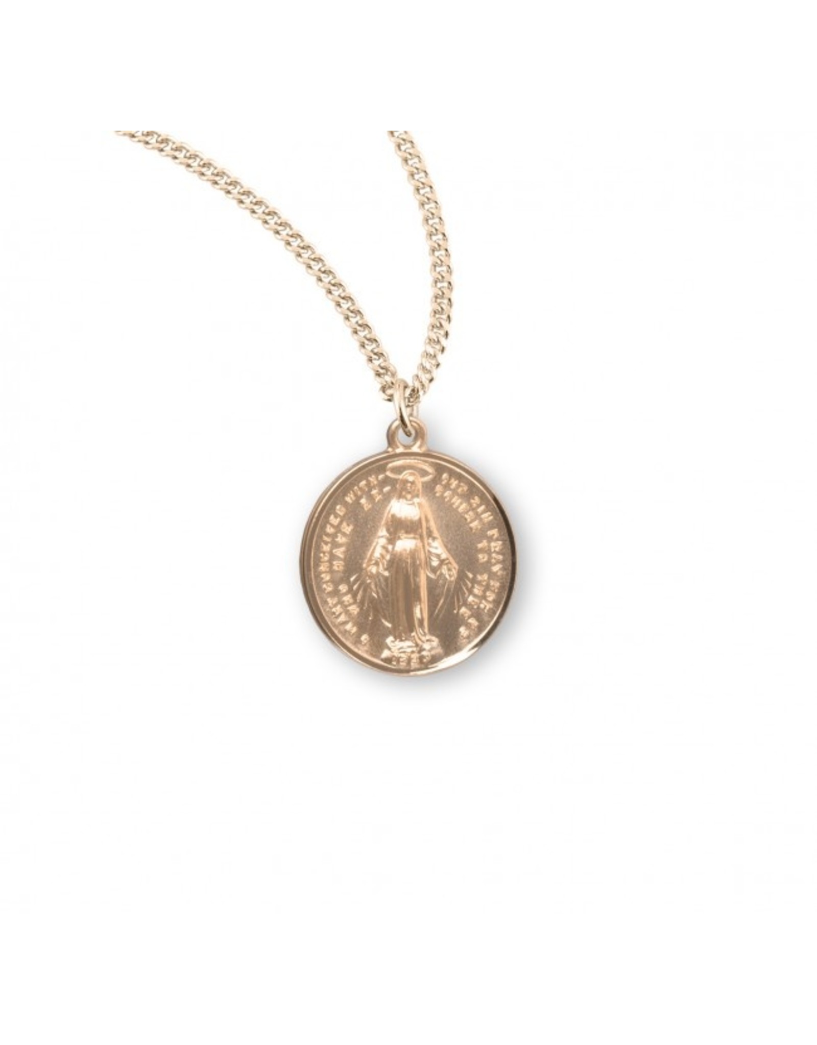 HMH Religious Manufacturing Miraculous Medal, Round, Gold Over Sterling Silver, 18" Chain