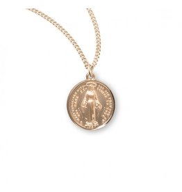 HMH Miraculous Medal, Round, Gold Over Sterling Silver, 18" Chain