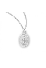 HMH Miraculous Medal - Tiny Oval, Sterling Silver, 13" Chain