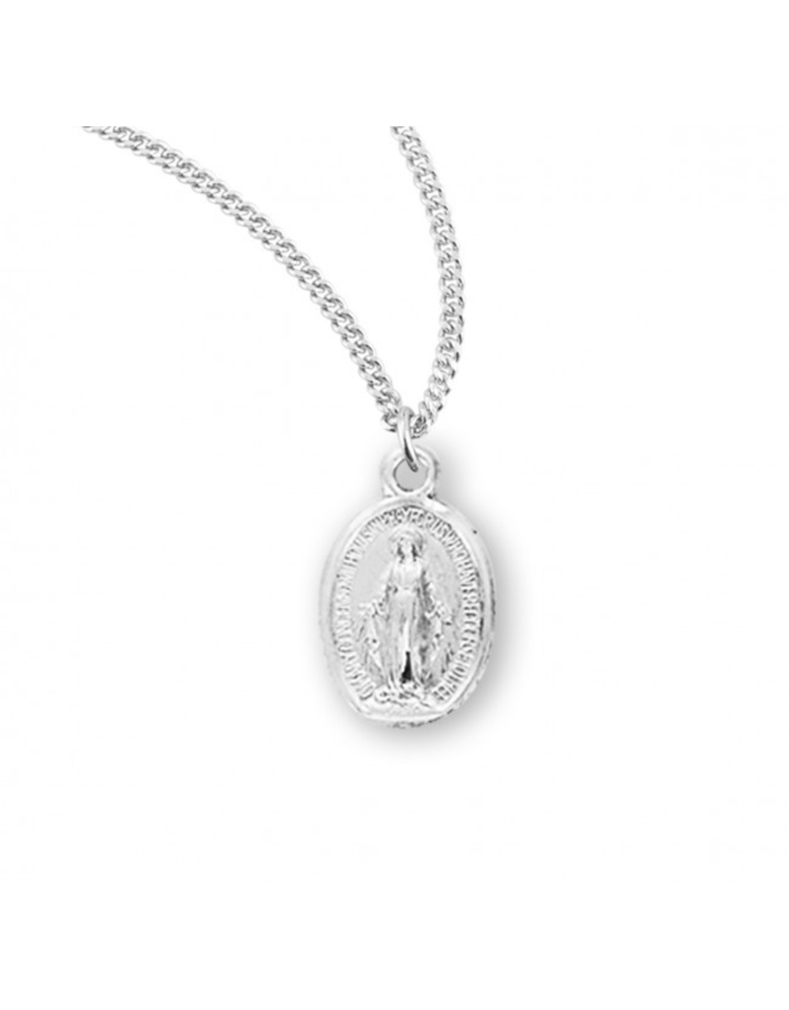 HMH Miraculous Medal - Tiny Oval, Sterling Silver, 13" Chain
