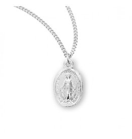 Sterling Silver Tiny Oval Miraculous Medal Necklace
