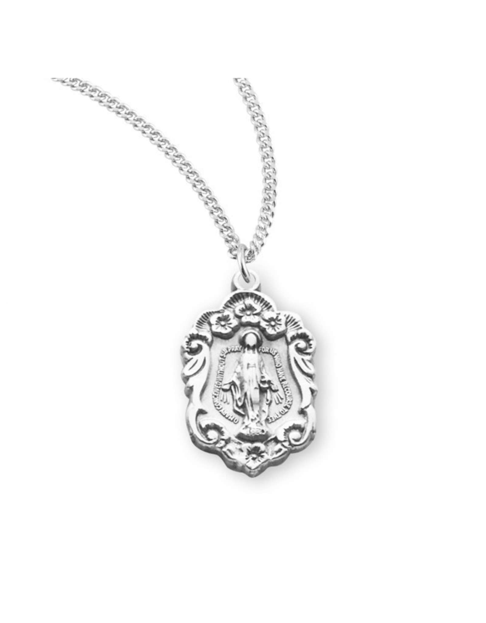 HMH Miraculous Medal - Fancy, Sterling Silver, 18" Chain