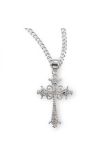 HMH Cross Medal, Crystal Cubic Zirconium, Sterling Silver on 18" Chain