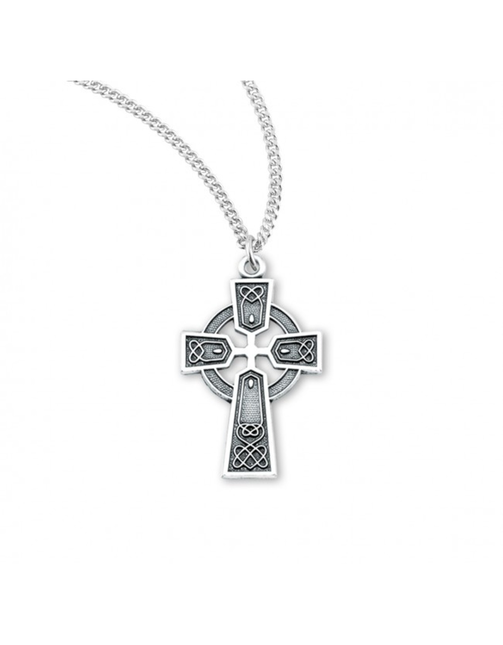 HMH Celtic Cross Medal, Sterling Silver, 18" Chain