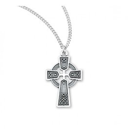 HMH Celtic Cross Medal, Sterling Silver, 18" Chain