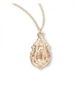 HMH Miraculous Medal, Fancy Baroque, Gold Over Sterling Silver, 18" Chain