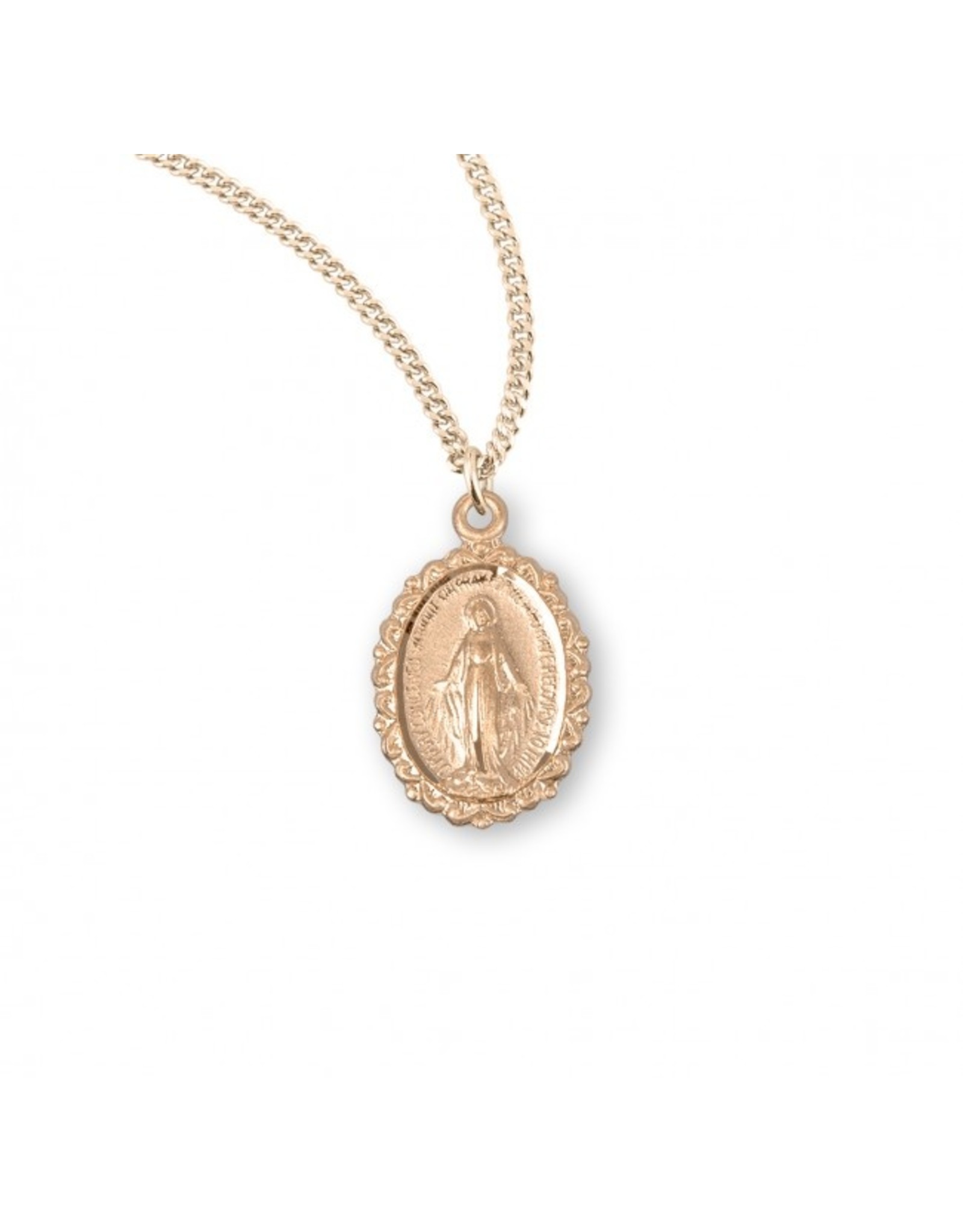 HMH Miraculous Medal, Oval, Gold over Sterling Silver, 18" Chain