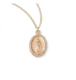 HMH Miraculous Medal, Oval, Gold over Sterling Silver, 18" Chain