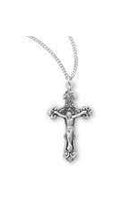 HMH Crucifix Medal - Fancy Filigree, Sterling Silver, 18" Chain