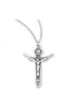 HMH Holy Trinity Crucifix, Sterling Silver, 18" Chain