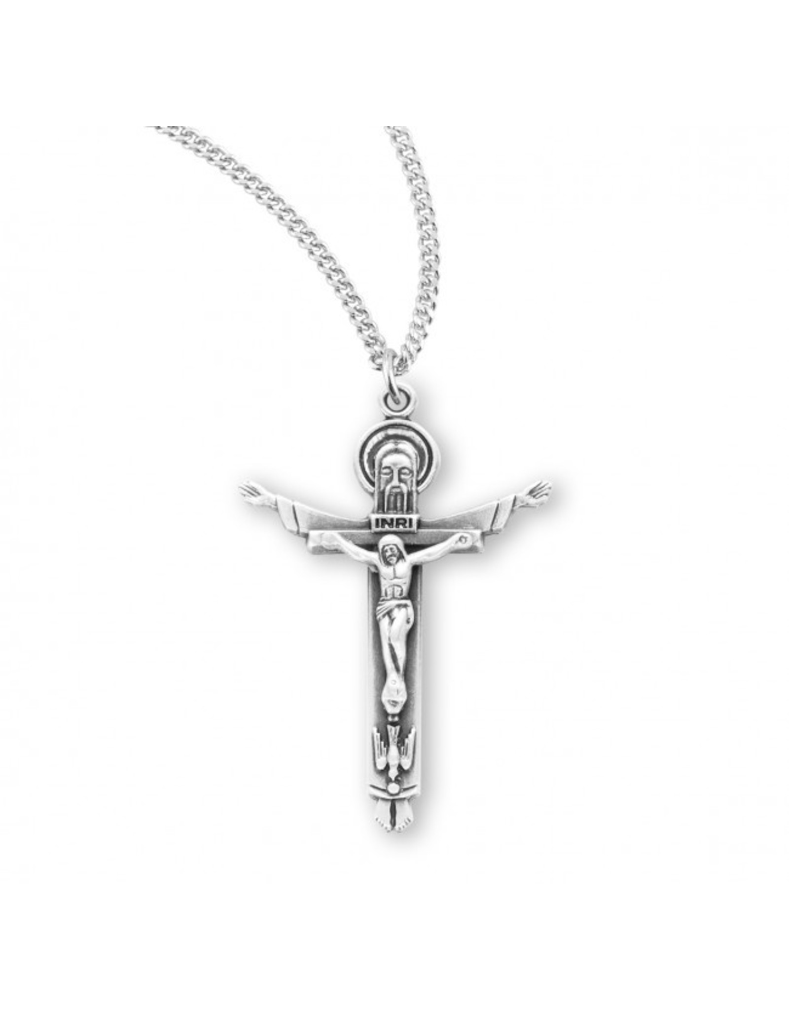 HMH Holy Trinity Crucifix, Sterling Silver, 18" Chain