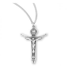 HMH Holy Trinity Crucifix, Sterling Silver, 18" Chain