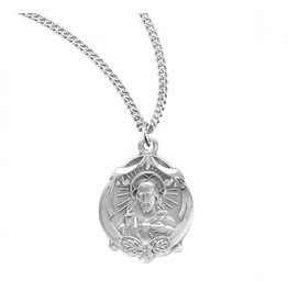 Scapular Sacred Heart of Jesus Medal, Sterling Silver, 18" Chain