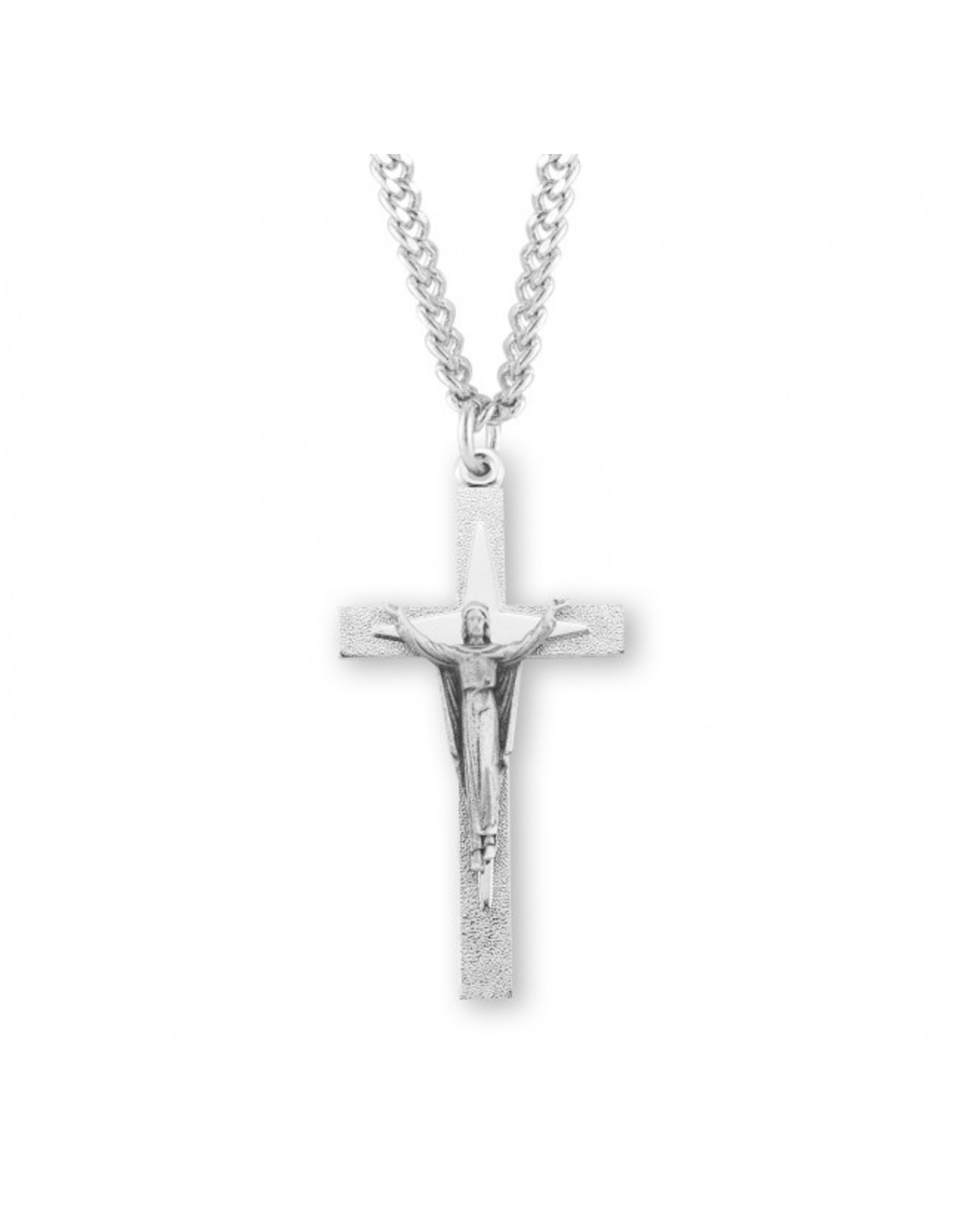 HMH Risen Christ Crucifix Medal, Sterling Silver, 24" Chain
