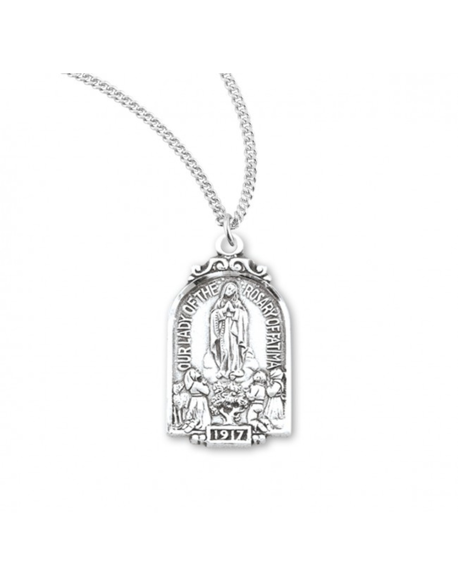Our Lady of Fatima Arch Medal, Sterling Silver, 18" Chain