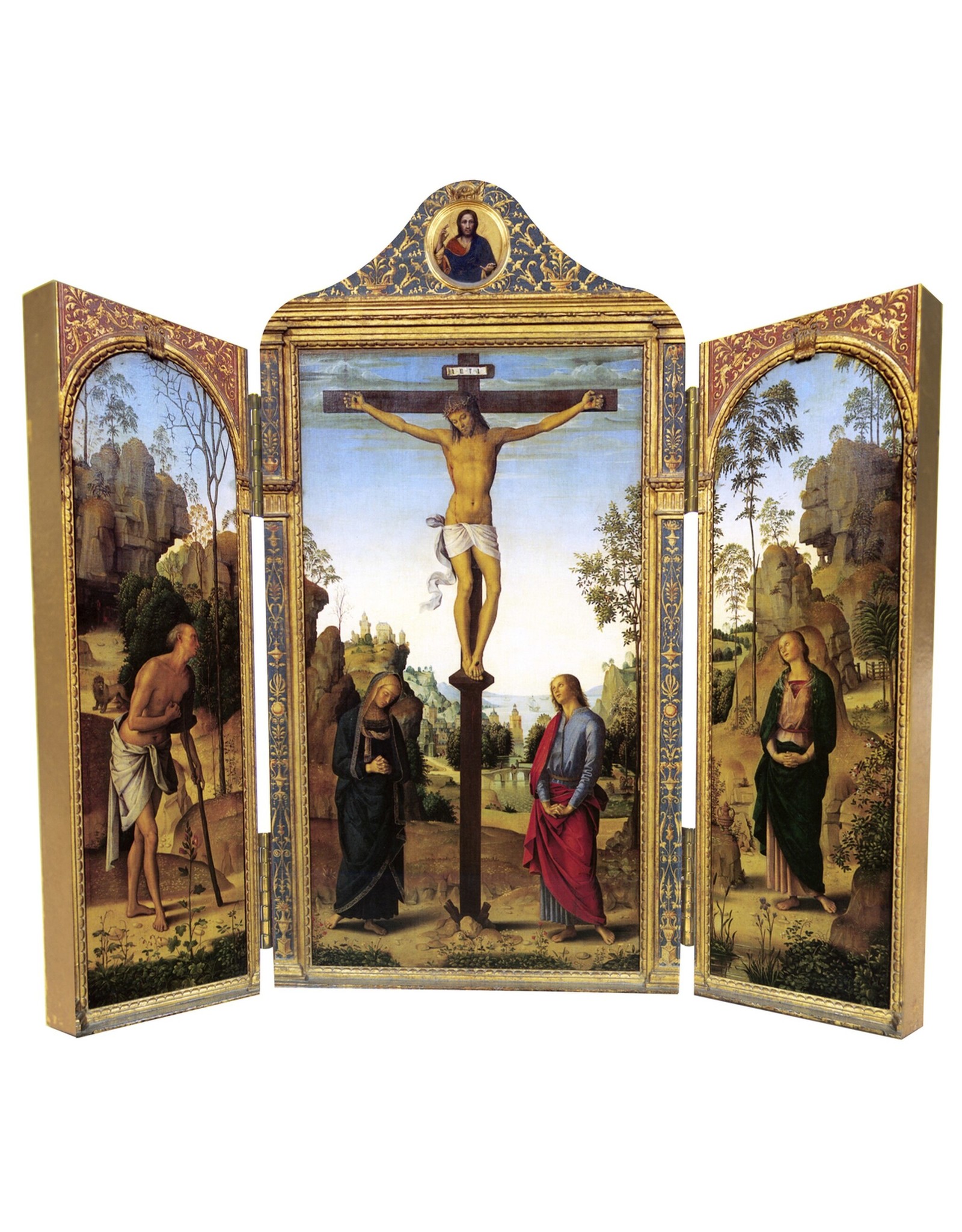 Nelson Art Crucifixion by Perugino Triptych Plaque