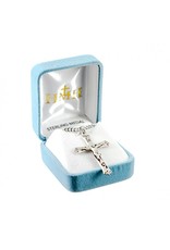 HMH Crucifix Medal - Flower Tipped, Sterling Silver, 24" Chain