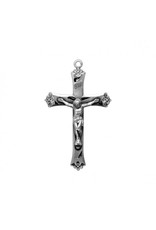 HMH Crucifix Medal, Flower Tipped, Sterling Silver, 24" Chain