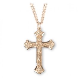 Crucifix Medal, Fine Flared, Gold over Sterling Silver, 20" Chain