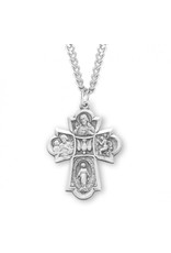 HMH 4-Way Medal, Sterling Silver (1.2" x 0.9"), 24" Chain