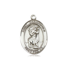 Bliss St. Christopher Medal - Oval, Sterling Silver (3/4")