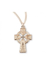 HMH Gold Plated Irish Celtic Cross Medal on 18" Chain