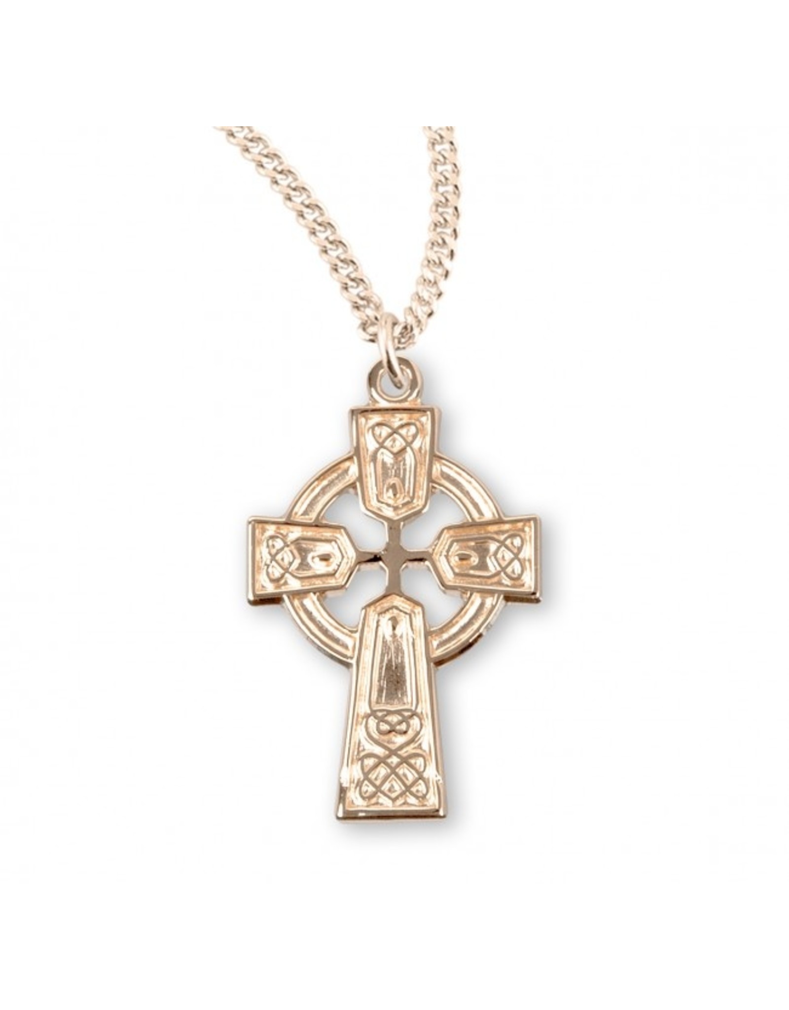 Gold Plated Irish Celtic Cross Medal on 18" Chain Reilly's Church