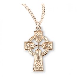 HMH Gold Plated Irish Celtic Cross Medal on 18" Chain