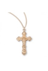 HMH Crucifix Medal - Fancy Filigree, Gold over Sterling Silver, 18" Chain
