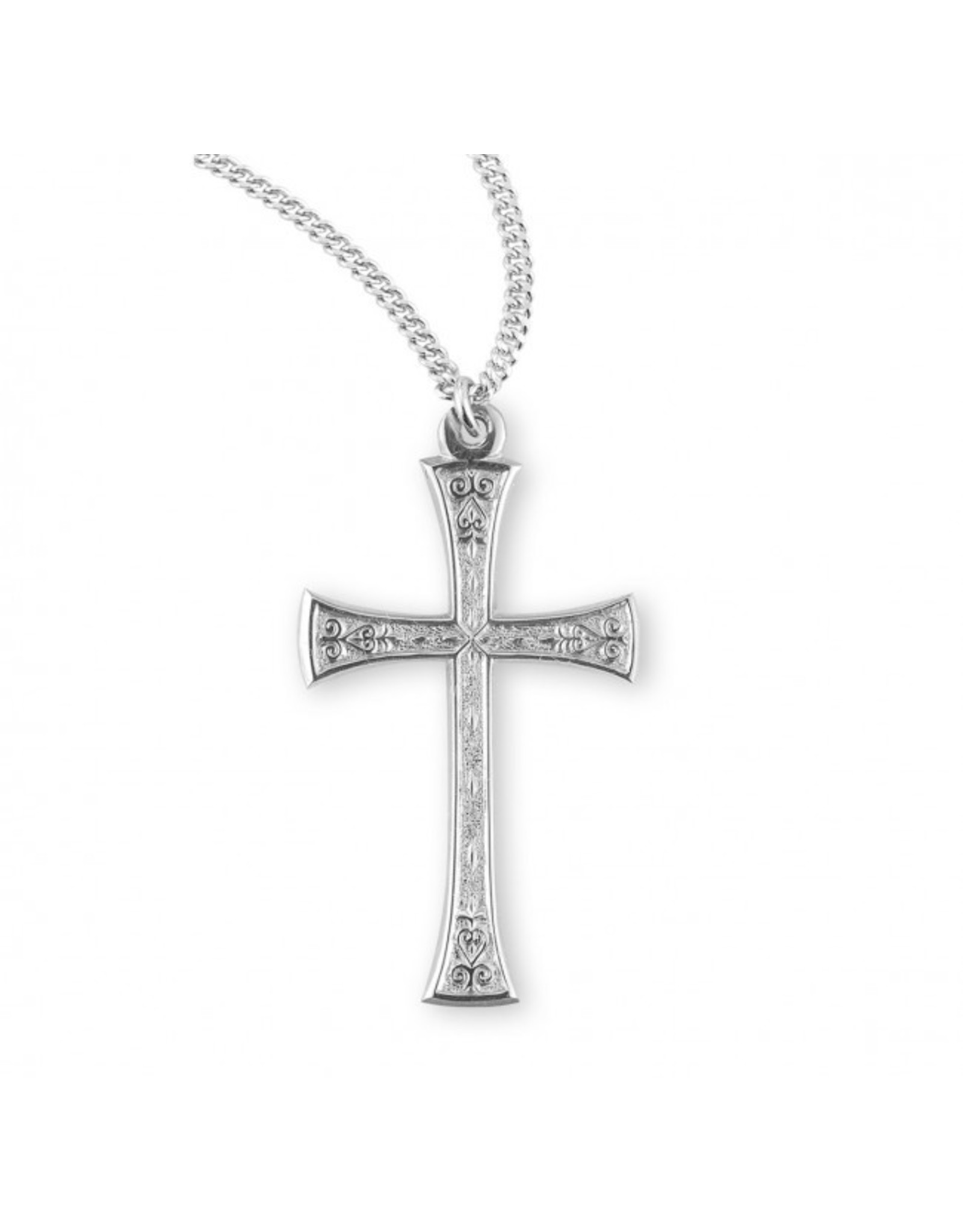 HMH Cross Medal, Detailed, Sterling Silver, 20" Chain