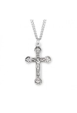 HMH Crucifix Medal, Floret Tipped, Sterling Silver, 24" Chain