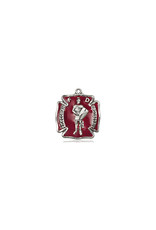 Bliss St. Florian Medal - Patron of Firefighters, Sterling Silver with Red Epoxy