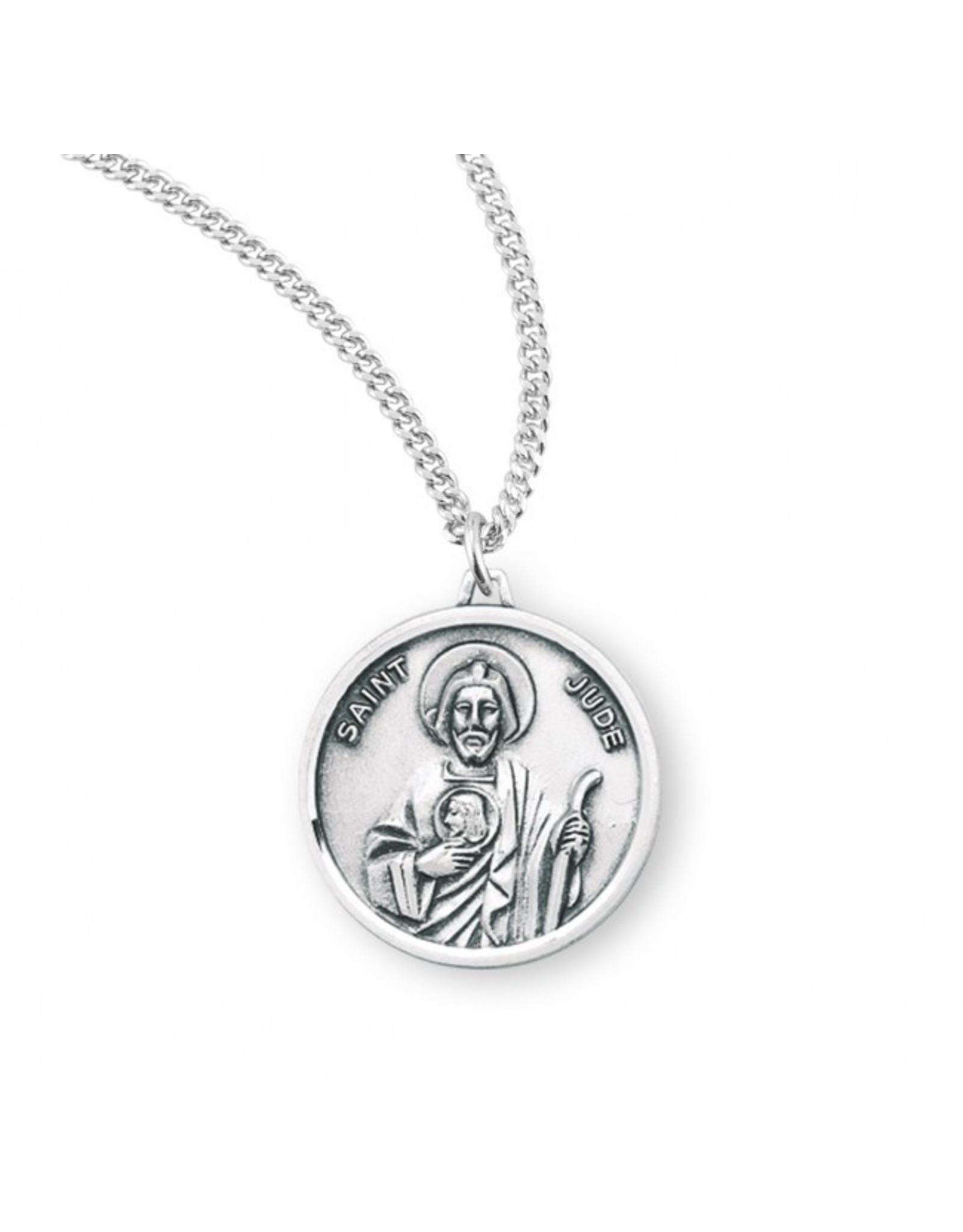 HMH St. Jude Medal - Round, Sterling Silver, 18" Chain