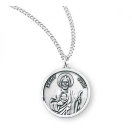 HMH St. Jude Round Medal, Sterling Silver, 18" Chain