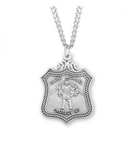 HMH St. Michael Shield Medal, Sterling Silver, 24" Chain