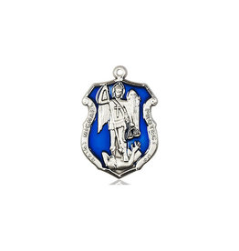 Bliss St. Michael the Archangel Medal Dark Blue Enamel Shield