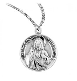 HMH Our Father/Hail Mary Medal, Sterling Silver, 18" Chain