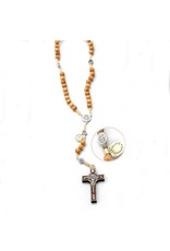 Olive Wood St. Benedict Cord Rosary with Round Beads