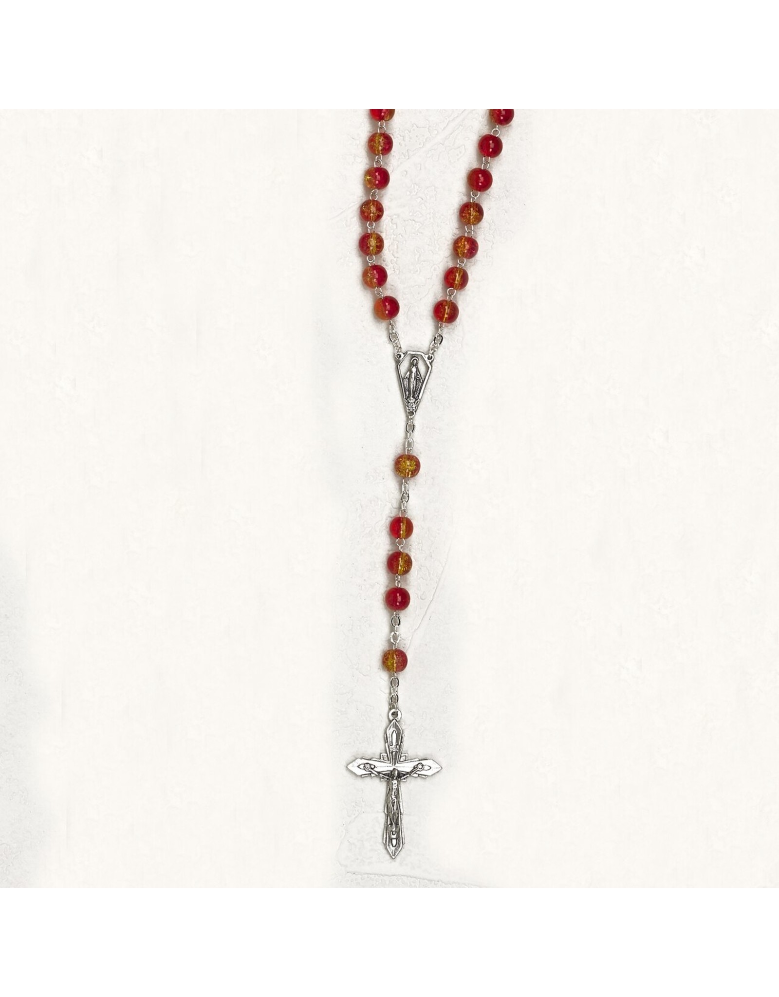 Tuscan Hills Rosary - Red/Yellow Imitation Murano Bead