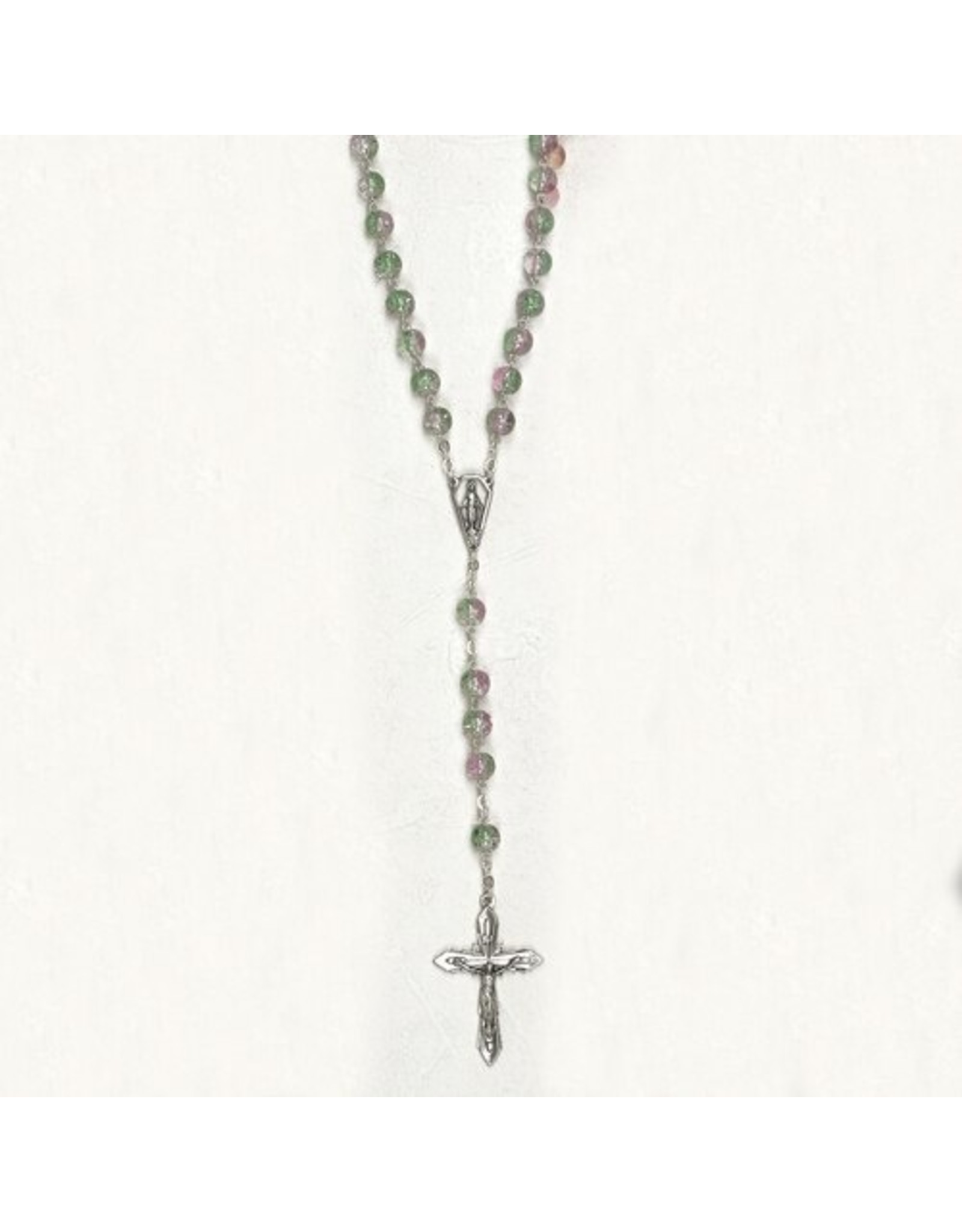 Tuscan Hills Rosary - Green/Rose Imitation Murano Beads