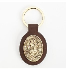 St. Christopher Leather Keychain
