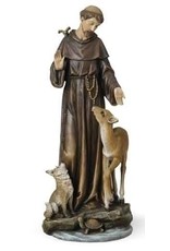 Roman St. Francis with Deer and Fox Statue (Renaissance Collection), 13.75"