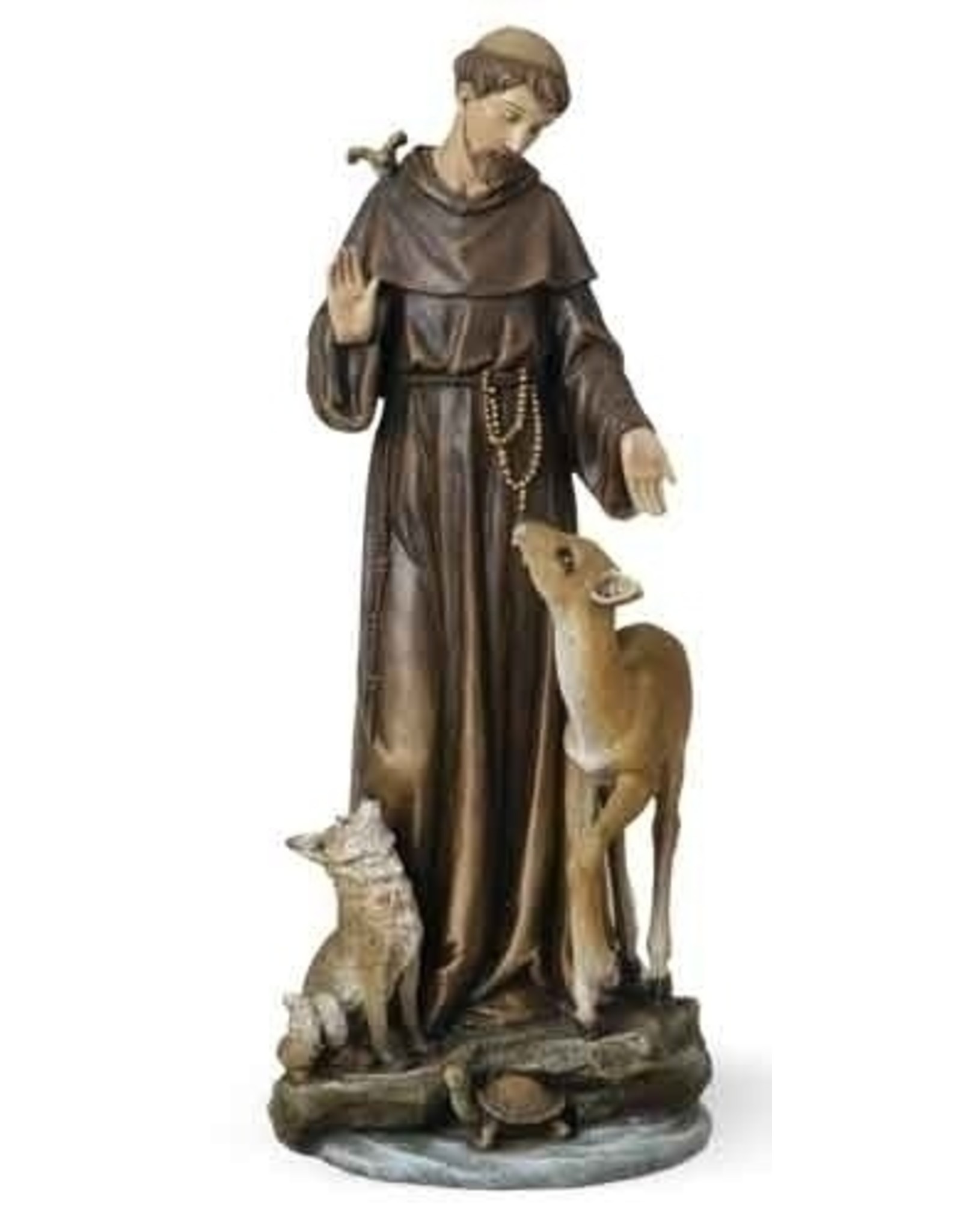 Roman St. Francis with Deer and Fox Statue (Renaissance Collection), 13.75"