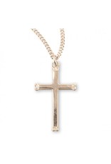 HMH Cross Medal, Beaded End Gold Over Sterling Silver, 18" Chain