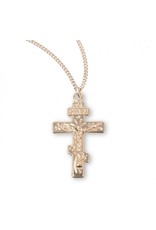 Crucifix Medal, Byzantine, Gold over Sterling Silver, 18" Chain