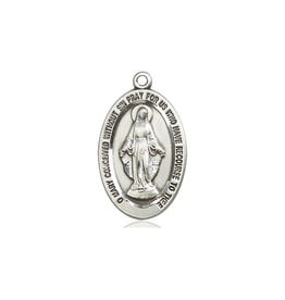 Bliss Miraculous Medal, Oval, Sterling Silver